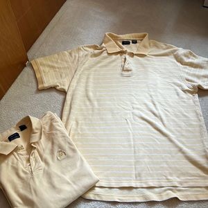 2 yellow Izod  polos sz XL one is all yellow one is striped with white